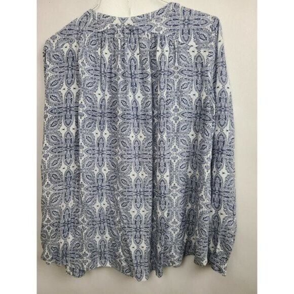 Braeve Evereve Womens BOHO Blouse Top Medium Gray Floral Peplum Long Sleeve - Picture 6 of 6